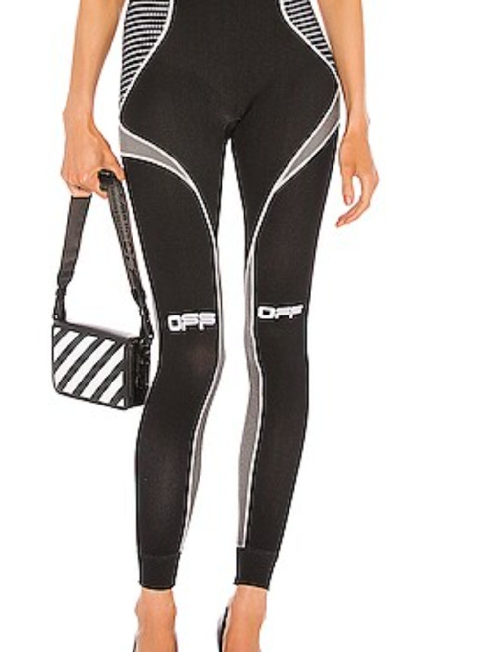 Off-White Black & White Logo Paneled Stretch Leggings